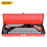 得力(deli) DL233114G 工业级镜面加长平头内六角组套S2 14件套