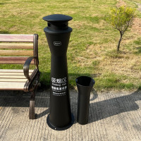 钢盾 斯图 户外不锈钢烟灰柱立式 烤漆色四面开口小蛮腰垃圾桶