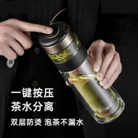 特美刻(TOMIC) 双层玻璃杯男士茶杯便携茶水分离杯办公室泡茶水杯家用透明杯子 TG80708 颜色随机
