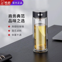 希诺(HEENOOR) 双层玻璃杯加厚隔热商务泡茶杯车载水杯男女士喝水杯子 XN-L616 340ML