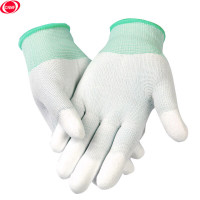谋福 CNMF 80342 PU涂指手套 涂层手套尼龙手套13针织手套/劳保手套耐磨装卸手套 10副(绿色M码)