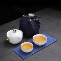 拓牌 吉祥三宝快客茶具 亮光羊脂玉瓷 一壶二杯 白色