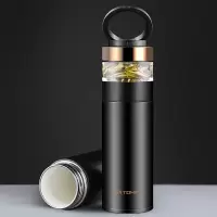 特美刻(TOMIC)茶水分离保温杯(银茶隔)TW60051Y 黑色 370ml