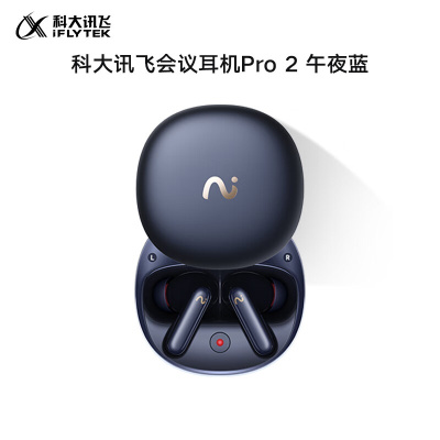 科大讯飞录音降噪会议蓝牙耳机Pro2 同传听译 AI会议助理 午夜蓝