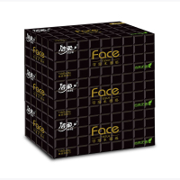 洁柔(C&S) 黑Face 无香 面子系列 硬盒抽纸 可湿水3层面巾纸136抽*3盒干湿两用 单提装