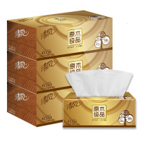 清风抽纸纸巾 擦手纸 原木金装3层130抽 3盒/提 12提/箱 1箱价格