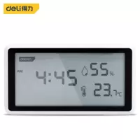 得力(deli) DL336001 温湿度计电子温湿度计数显时钟温湿度记录仪-10-60℃