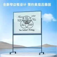 得力(deli)50075 时尚系列H型支架式窄边框玻璃白板 150*90cm磁性钢化玻璃带架子办公会议写字板黑板白板