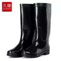 久臻 中筒水鞋雨鞋雨靴水靴防滑耐磨耐油耐酸碱防汛劳保胶鞋黑色黑色38码