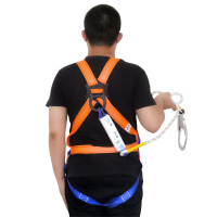 建钢 不带腰带腰垫全身式 安全带 橙色 双大钩双绳总长1.5m 680804