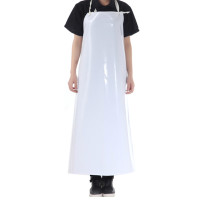 PVC围裙 白色围腰加厚防水防油耐酸碱厨房餐厅工业劳保围裙 1件装