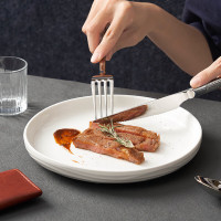 美厨优选 陶瓷西餐盘8英寸高级感轻奢白色牛排盘子意面沙拉盘1只装