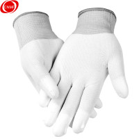 谋福 CNMF 80343 PU涂指手套涂层手套尼龙手套13针织手套/劳保手套耐磨装卸手套 10副(灰色L码)