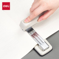 得力(deli) 灰色0414S 12#50页旋转式订书机 厚层订书器 中缝临时装订可拆