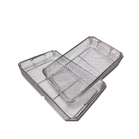 中锐智采 304不锈钢网筐消毒筐清洗篮消毒器械网筐网篮高温灭菌篮沥水框篮 45*28*7厘米 孔4毫米