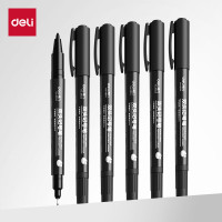 得力(deli) 黑色双头0.5mm/1.2mm油性记号笔 签字笔马克笔美术勾线笔 12支/盒 P06824