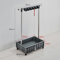 中锐智采 洗水间置物架 拖把架落地式移动不锈钢放扫把墩布挂架清洁工具收纳整理置物架子 连体款5拖6钩带盆[小轮]