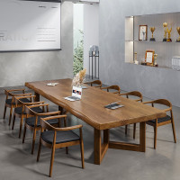 信京(XINJING) 实木会议桌 实木会议桌长桌现代简约原木大板桌工作台 不含椅子 200*90*75*8cm