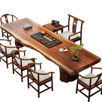 信京(XINJING) 胡桃木 实木大板茶桌椅组合新中式一体桌 片脚胡桃木大板 不含椅子 200*80*75厚8cm