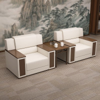 米粤 会议沙发茶几会议室接待沙发商务贵宾室沙发 牛皮沙发 单人位沙发