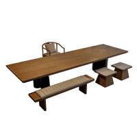 现代视觉实木茶桌椅组合简约现代家用客厅茶室原木大板茶台2024新款 茶桌:200*80*75*5cm