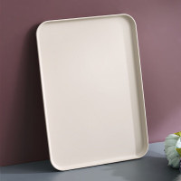 长方形水果托盘茶盘家用果盘早餐盘收纳盘客厅零食盘米白色特大号