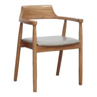 实木餐椅北欧简约总统休闲椅子餐厅洽谈书房椅广岛椅靠背办公家 胡桃色+灰绿色油蜡皮+高回弹棉