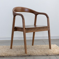 实木餐椅北欧简约总统休闲椅子餐厅洽谈书房椅广岛椅靠背办公家 胡桃色+灰绿色油蜡皮+高回弹棉