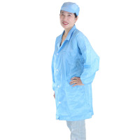 企乐丰 防静电大褂 长款加帽洁净 防尘服无尘电子厂车间工作服 蓝色 备注尺寸