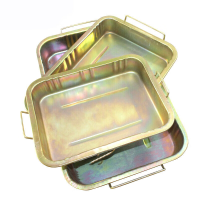 豹穆 接油盘金属油盆机油盆工具盘零件清洗盆废机油盆铁油盆汽修 大号金属油盆重5.5KG 780*500*120MM