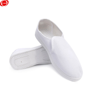 谋福CNMF 164防静电鞋帆布鞋男女四季通用电子车间无尘工作鞋(PVC帆布鞋白色 )(硬底)