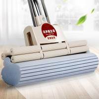 谋福 免手洗海绵拖把 胶棉拖把滚轮式干湿两用海绵吸水拖布 27cm两排(共2个棉头)