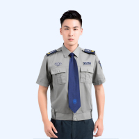 谋福CNMF 617 新式物业保安服短袖衬衣保安夏季制服夏装工作服套装[ (灰色短袖衬衣+裤子+配件) 180]