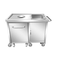 不锈钢残食台收残车餐厅食堂厨余餐盘碗分类泔水收集残柜台120*76*76cm