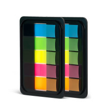 得力(deli) 200张5色荧光膜指示标签贴 44*12mm抽取式索引便利贴便签条记事贴 9069