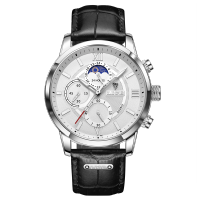 利格 LG8932D 钢带男士款智能手表健康监测血压心率多功能蓝牙通话计步 银白