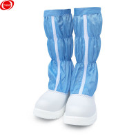 谋福CNMF 173 防静电鞋钢包头防砸无尘鞋长筒男女洁净鞋 长筒蓝色条纹(钢头防砸)