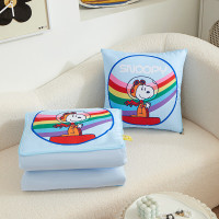 史努比 SNB01--9 3D暖绒抱枕被折叠靠枕车载办公室午睡枕-七彩太空