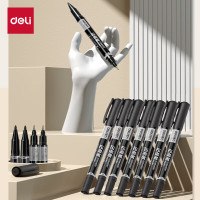 得力(deli)粗细双头物流记号笔 办公会议签字笔标记马克笔油性笔 儿童学生勾线笔 12支/盒 S831