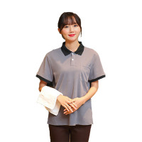 谋福 811 棉质保洁工作服短袖 夏季女男物业宾馆酒店客房清洁阿姨保洁服 灰色单上衣 4XL