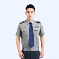 谋福CNMF 617新式物业保安服短袖衬衣保安夏季制服夏装工作服套装 [ (灰色短袖衬衣+裤子+配件) 185]