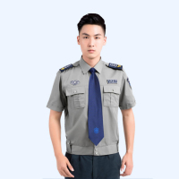 谋福CNMF 617 新式物业保安服短袖衬衣保安夏季制服夏装工作服套装[ (灰色短袖衬衣+裤子+配件) 190]