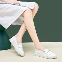 谋福(CNMF)春季护士鞋女一脚蹬白色皮鞋软底小白鞋 美容院工作鞋 (PU护士鞋-白色)