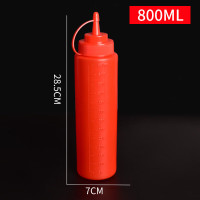 谋福(CNMF)挤酱瓶 沙拉番茄酱挤压式 尖嘴细口调料存储瓶 红色-800ML(5个装)