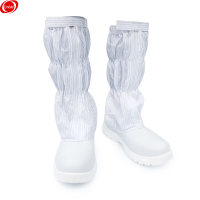 谋福CNMF 172防静电鞋钢包头防砸无尘鞋长筒男女净化车间工作鞋洁净鞋 [长筒白色条纹(钢头防砸)]