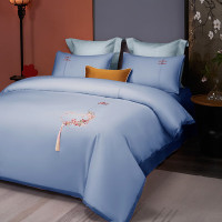 金丝莉(kintheri) 100支长绒棉四件套 兰灰 200x230cm