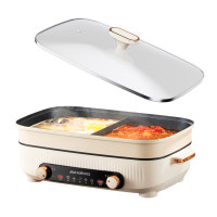 迈卡罗 (MACAIIROOS)鸳鸯锅电锅火锅锅 火锅专用锅电煮锅 多用途锅家用多功能不粘锅电炒锅料理涮肉锅 5L