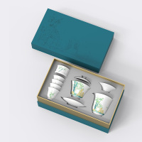 凤凰展翅 四季常安茶具套装(9件套)盖碗*1 公道杯*1 茶漏托*1 碟子*1 茶漏*1 茶杯*4