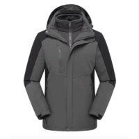 君御 JY-C101拼色三合一冬季可拆卸冲锋衣(深灰拼黑色)