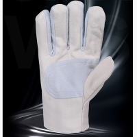 君御 斜纹纯棉复合帆布加皮手套 7335